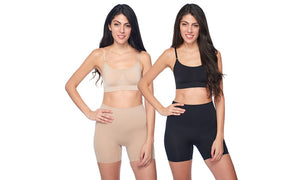 Under Control| 2 Pack Women's Stretchable Soft Tummy Shaping Boy shorts (Black/Nude)